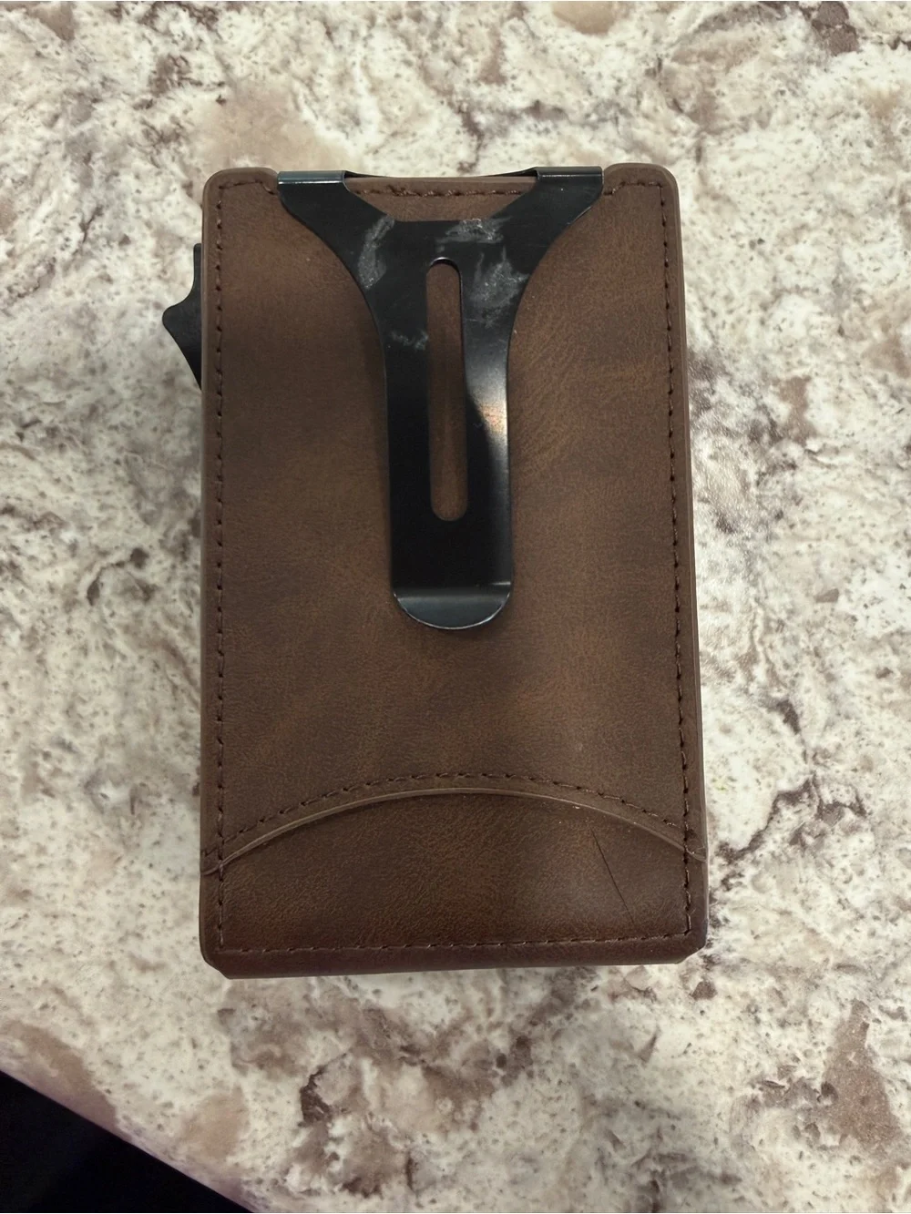 Minimalist Brown Leather Money Clip Wallet - Picture 6 of 6